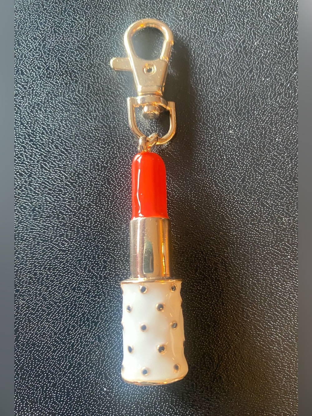 Kate Spade for Target Red Lipstick gold & cream bag charm or key chain NWOT